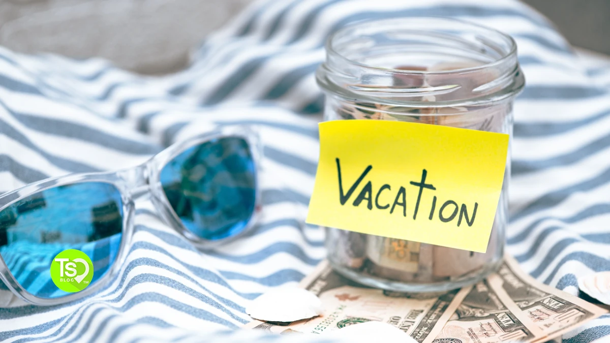 Vacation money jar, saving for a vacation on a budget