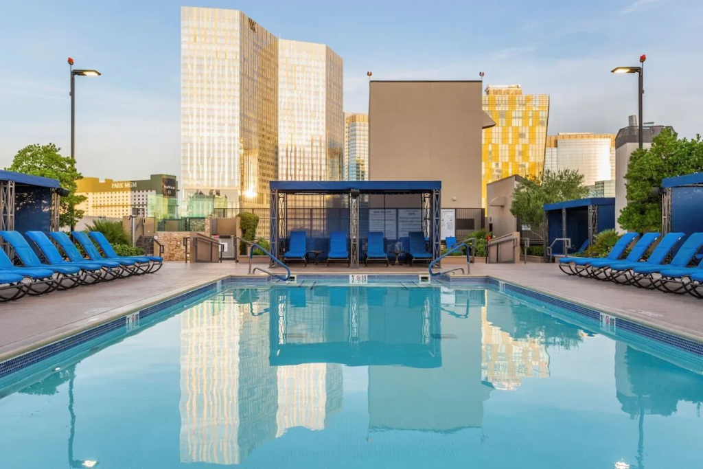 Pool at Polo Towers in Las Vegas, a timeshare rental for a vacation on a budget