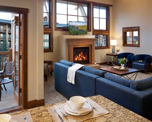 Living Area Near Guest Bedroom With Fireplace