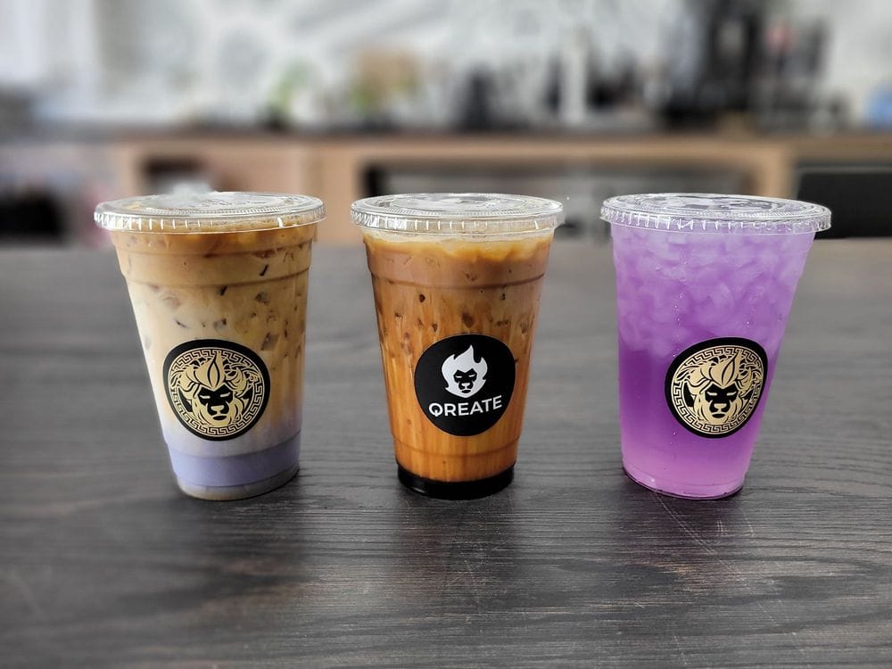 Specialty drinks at Qreate Coffee + Studio, one of the best coffee shops in Orlando