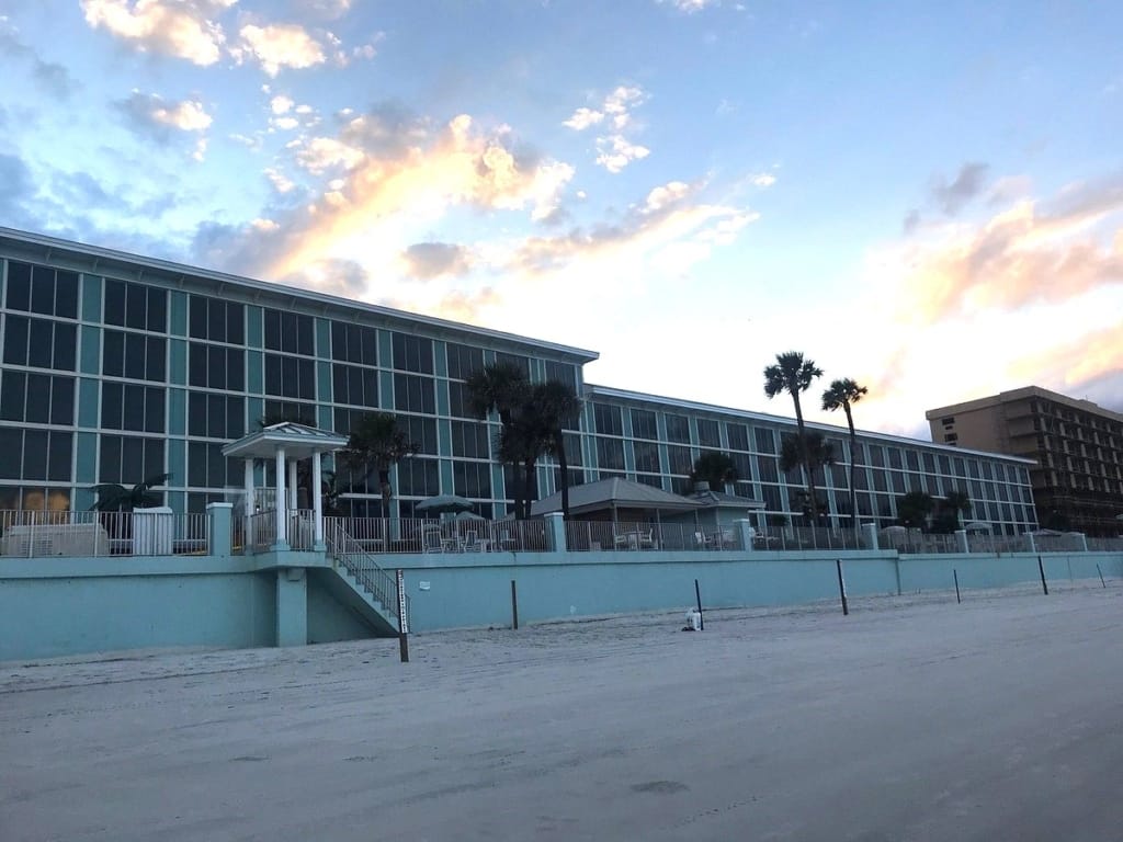 Beachfront exterior of Grand Seas Resort in Daytona Beach