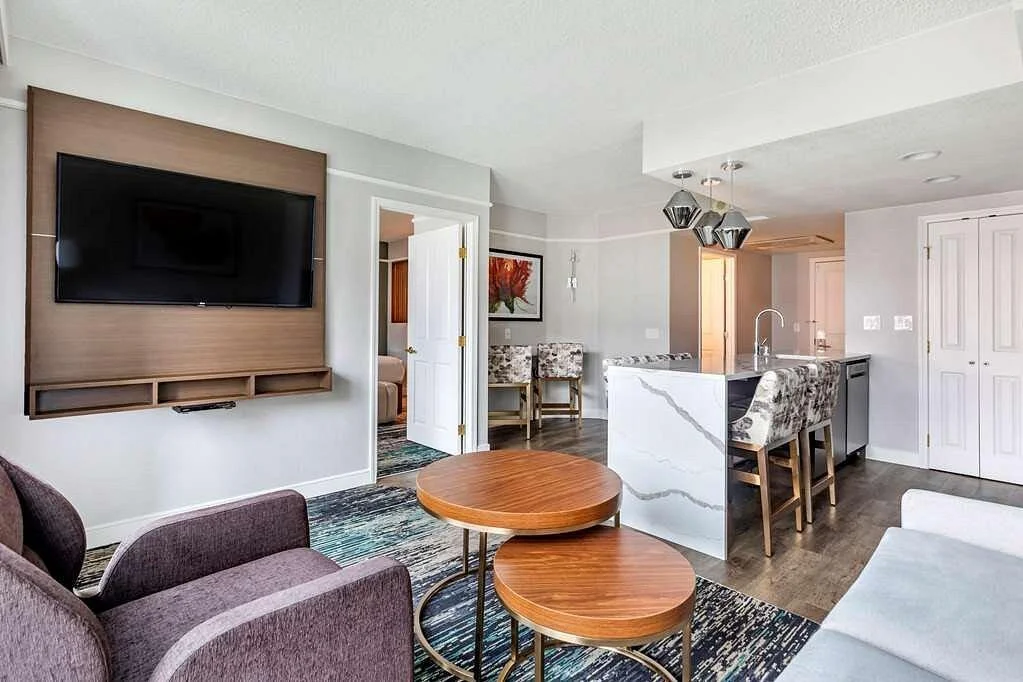 Suite living room at Flamingo, a Hilton timeshare Las Vegas resort