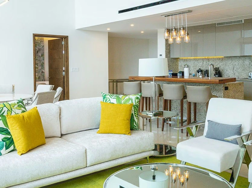 Garza Blanca Resort & Spa Cancun Living Room and Kitchen