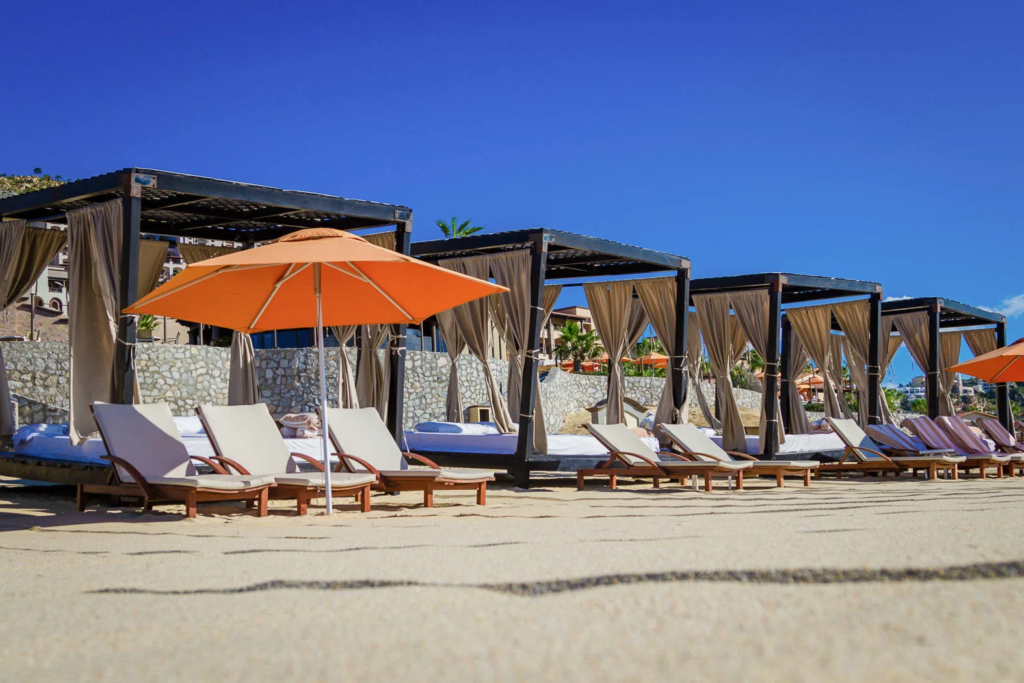 Tropical vacation rentals: beach cabanas at Pueblo Bonito Sunset Beach, Cabo San Lucas