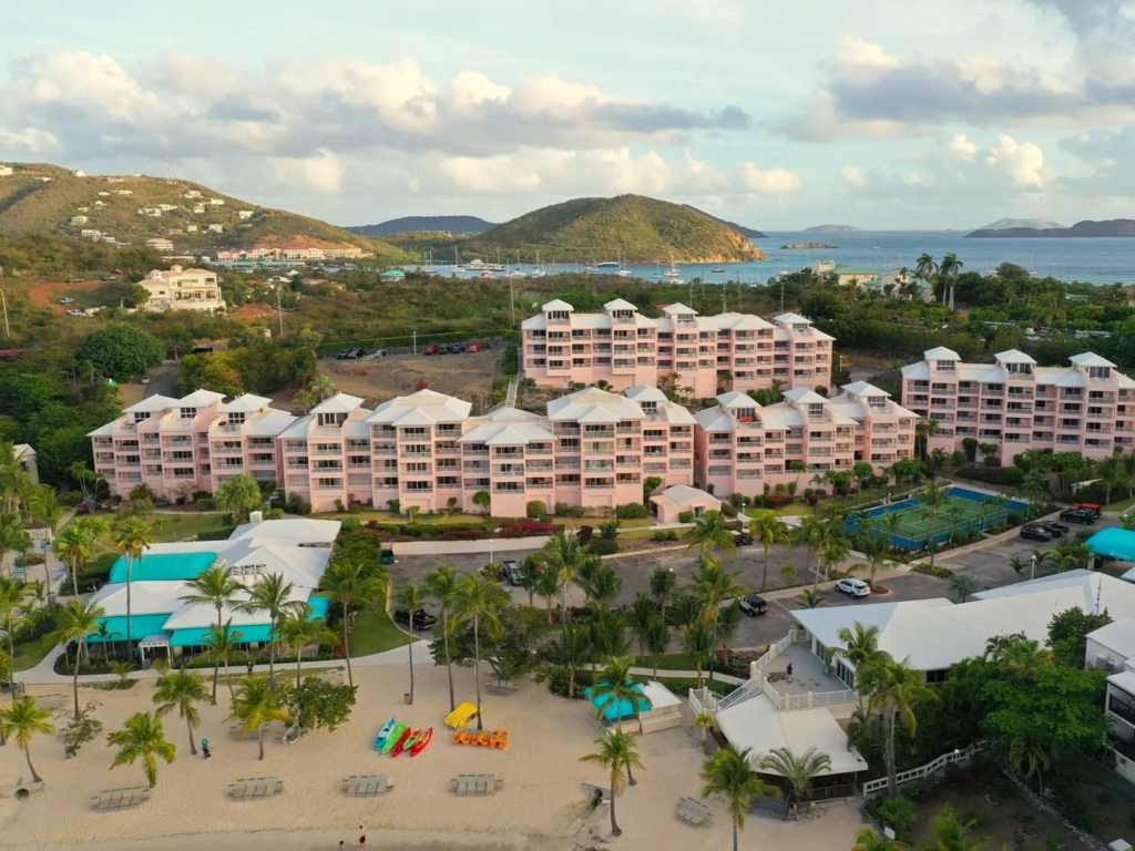 Tropical vacation rentals: aerial view of Club Wyndham Elysian Beach Resort, St. Thomas