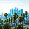 Downtown skyline behind palm trees on a clear day in kid friendly Los Angeles