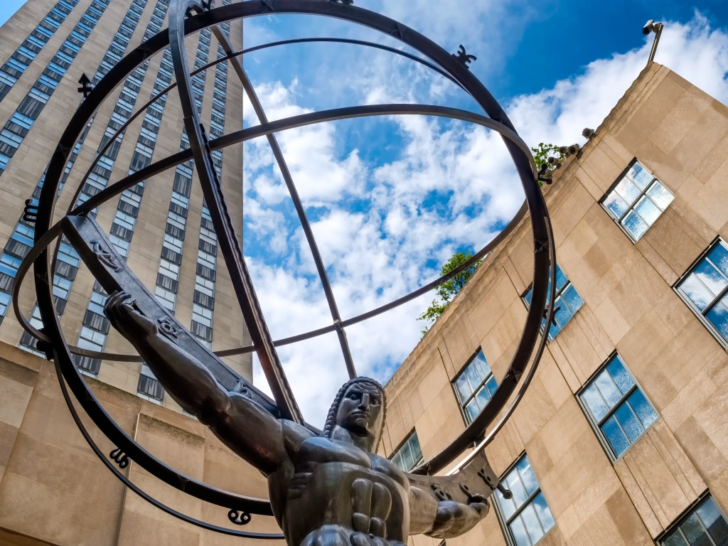 Atlas statue at Rockefeller Center, near three of the timeshares New York City offers