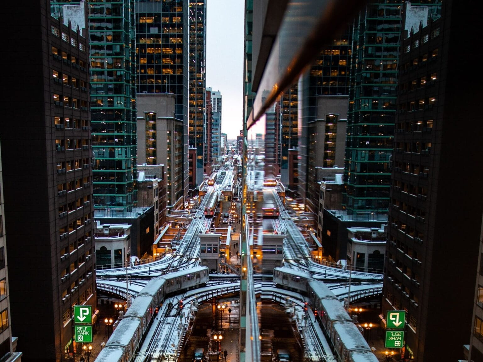 city lights in chicago
